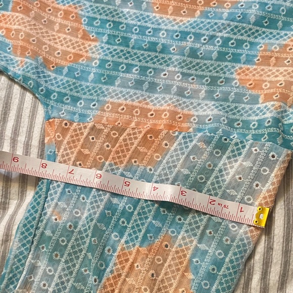 Ruby Rd. Blue and Peach Textured Cardigan - Picture 7 of 8